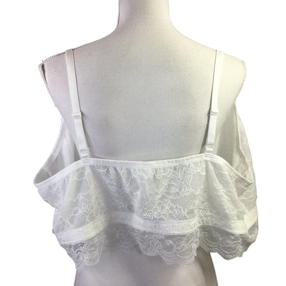 Torrid Bralette Lace Size 6 or 6X Bra Plus Unlined Lightly Sheer White Pullover - Picture 2 of 7